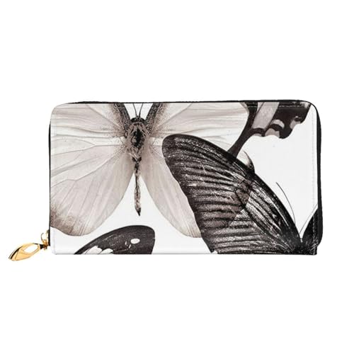 GBCDEDSL Beauty Butterfly doppelseitig bedrucktes Mikrofaser-Leder Damen Leder lange Clutch Geldbörse Leder Geldbörse, Schwarz , Einheitsgröße von GBCDEDSL