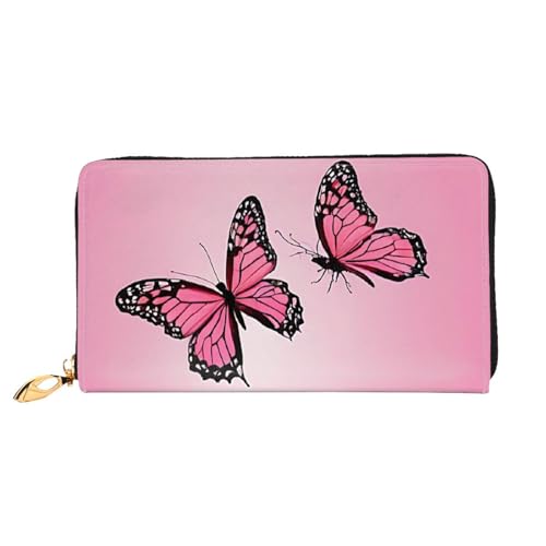 GBCDEDSL Beauty Butterfly doppelseitig bedrucktes Mikrofaser-Leder Damen Leder lange Clutch Geldbörse Leder Geldbörse, Schwarz , Einheitsgröße von GBCDEDSL