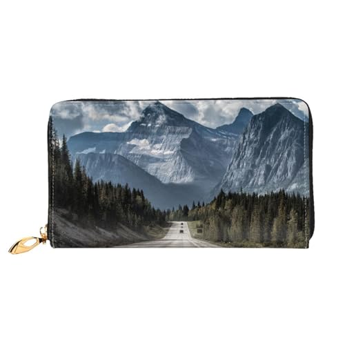 GBCDEDSL Berglandschaft doppelseitig voll bedrucktes Mikrofaser-Leder Damen Leder lange Clutch Geldbörse Leder Geldbörse, Schwarz , Einheitsgröße von GBCDEDSL