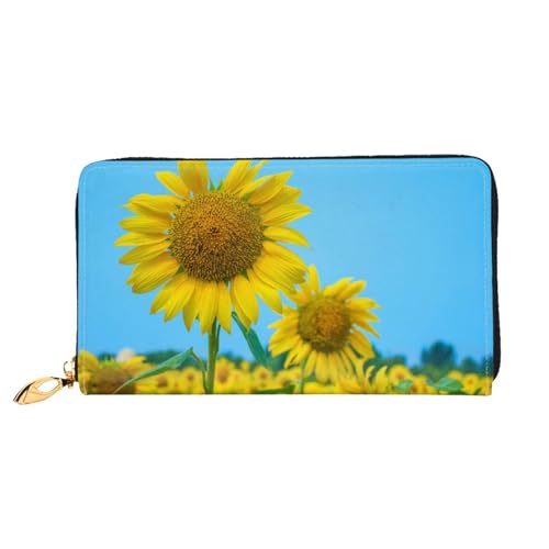 GBCDEDSL Beutiful Sunflower Double Sided Fully Printed Microfiber Leather Women's Leather Long Clutch Wallet Leather Wallet, Schwarz , Einheitsgröße von GBCDEDSL
