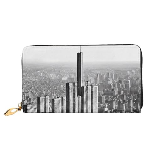 GBCDEDSL Black and White New York Double Sided Fully Printed Microfiber Leather Women's Leather Long Clutch Wallet Leather Wallet, Schwarz , Einheitsgröße von GBCDEDSL