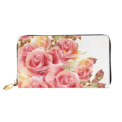GBCDEDSL Blossom Doppelseitige voll bedruckte Mikrofaser-Leder Damen Leder lange Clutch Geldbörse Leder Geldbörse, Schwarz , Einheitsgröße von GBCDEDSL