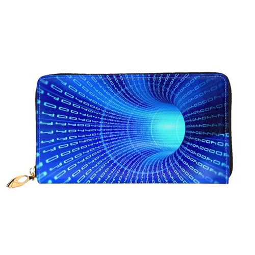GBCDEDSL Blue Hippie Art Doppelseitig Voll Bedrucktes Mikrofaser-Leder Damen Leder Lange Clutch Geldbörse Leder Geldbörse, Schwarz , Einheitsgröße von GBCDEDSL