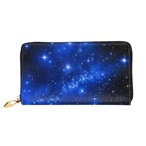 GBCDEDSL Blue Shining Stars Double Sided Fully Printed Microfiber Leather Women's Leather Long Clutch Wallet Leather Wallet, Schwarz , Einheitsgröße von GBCDEDSL
