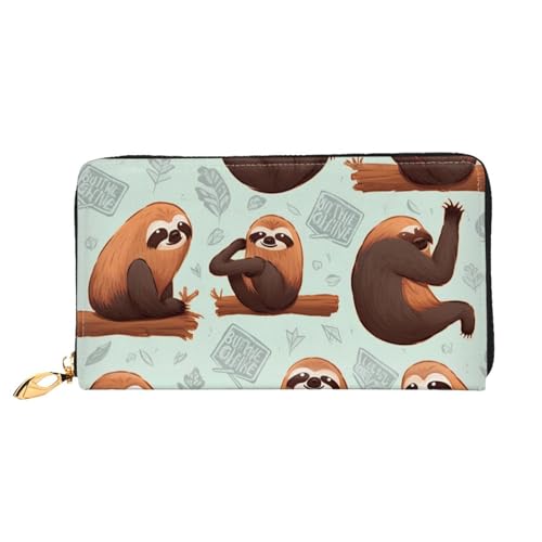 GBCDEDSL Braune doppelseitige voll bedruckte Mikrofaser-Leder Damen Leder lange Clutch Geldbörse Leder Geldbörse, Schwarz , Einheitsgröße von GBCDEDSL