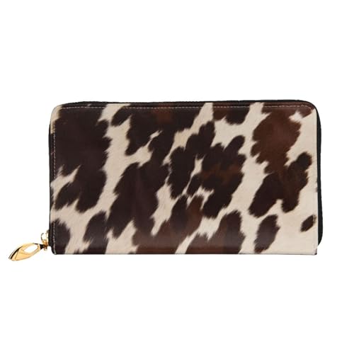 GBCDEDSL Braunes Rindsleder, doppelseitig bedruckt, Mikrofaser-Leder, lange Clutch-Geldbörse, Ledergeldbörse, Schwarz , Einheitsgröße von GBCDEDSL