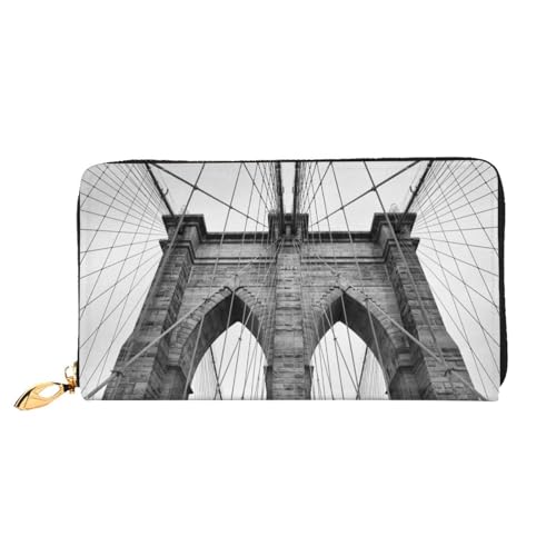 GBCDEDSL Brooklyn Bridge Doppelseitig Voll Bedrucktes Mikrofaser-Leder Damen Leder Lange Clutch Geldbörse Leder Geldbörse, Schwarz , Einheitsgröße von GBCDEDSL
