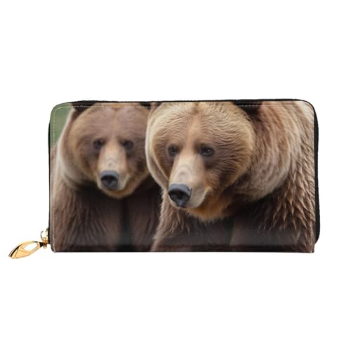 GBCDEDSL Brown Bears Doppelseitig Voll Bedrucktes Mikrofaser-Leder Damen Leder Lange Clutch Geldbörse Leder Geldbörse, Schwarz , Einheitsgröße von GBCDEDSL