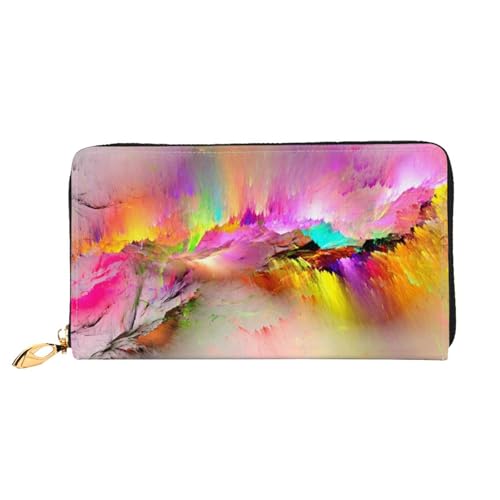 GBCDEDSL Bunte Aurora doppelseitig bedruckte Mikrofaser-Leder Damen Leder lange Clutch Geldbörse Leder Geldbörse, Schwarz , Einheitsgröße von GBCDEDSL