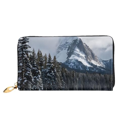 GBCDEDSL Canadian Smokey Mountain Cliff Double Sided Fully Printed Microfiber Leather Women's Leather Long Clutch Wallet Leather Wallet, Schwarz , Einheitsgröße von GBCDEDSL