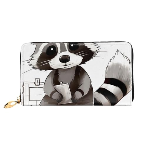 GBCDEDSL Cartoon Cute Raccoon Double Sided Fully Printed Microfiber Leather Women's Leather Long Clutch Wallet Leather Wallet, Schwarz , Einheitsgröße von GBCDEDSL