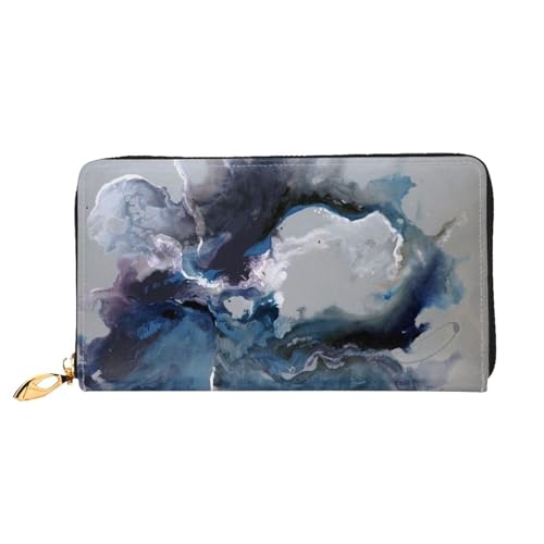 GBCDEDSL Cerulean Waters Doppelseitige voll bedruckte Mikrofaser-Leder Damen Leder lange Clutch Geldbörse Leder Geldbörse, Schwarz , Einheitsgröße von GBCDEDSL