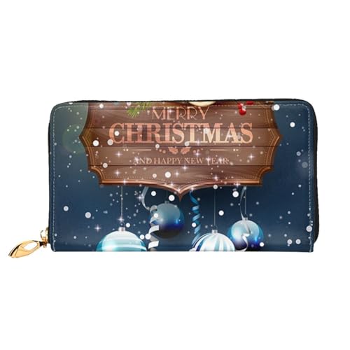 GBCDEDSL Christmas Balls Double Sided Fully Printed Microfiber Leather Women's Leather Long Clutch Wallet Leather Wallet, Schwarz , Einheitsgröße von GBCDEDSL