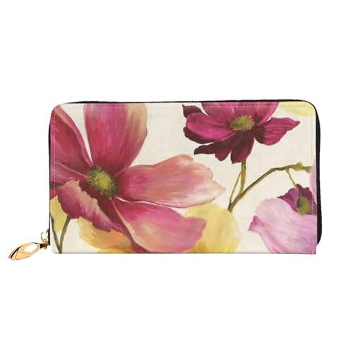 GBCDEDSL Clutch-Geldbörse mit Blumenmuster, doppelseitig bedruckt, Mikrofaser-Leder, lang, Clutch, Geldbörse aus Leder, Schwarz , Einheitsgröße von GBCDEDSL