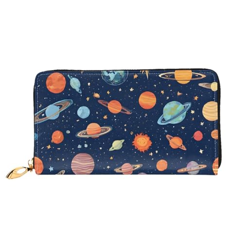 GBCDEDSL Constellation Star Clusters Galaxies Double Sided Fully Printed Microfiber Leather Women's Leather Long Clutch Wallet Leather Wallet, Schwarz , Einheitsgröße von GBCDEDSL