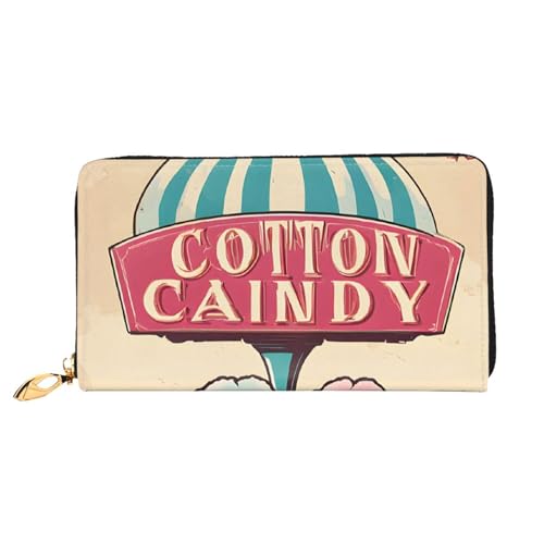 GBCDEDSL Cotton Candy Doppelseitig Bedrucktes Mikrofaser-Leder Damen Leder Lange Clutch Geldbörse Leder Geldbörse, Schwarz , Einheitsgröße von GBCDEDSL