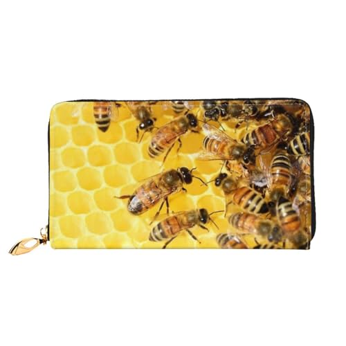 GBCDEDSL Cute Bees doppelseitig voll bedrucktes Mikrofaser-Leder Damen Leder lange Clutch Geldbörse Leder Geldbörse, Schwarz , Einheitsgröße von GBCDEDSL