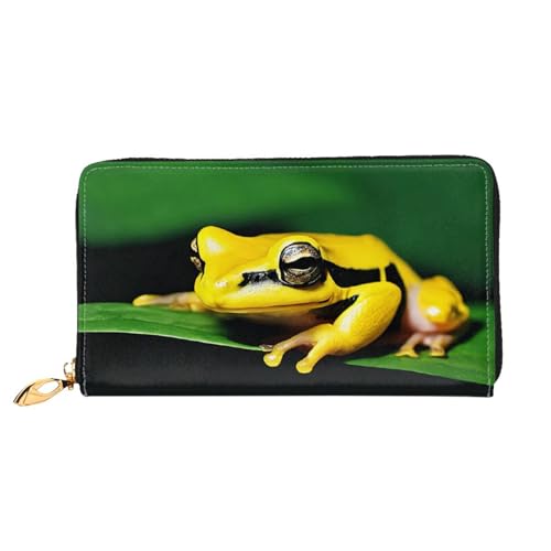 GBCDEDSL Cute Frog Double Sided Fully Printed Microfiber Leather Women's Leather Long Clutch Wallet Leather Wallet, Schwarz , Einheitsgröße von GBCDEDSL