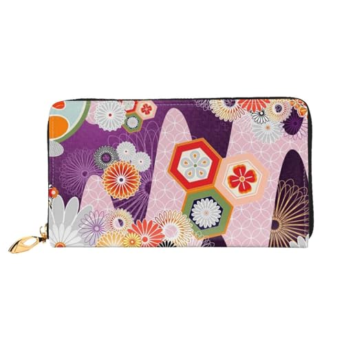 GBCDEDSL Damen-Geldbörse aus Mikrofaser-Leder, lange Clutch-Geldbörse, Bohemian-Blume, doppelseitig bedruckt, aus Mikrofaser-Leder, Schwarz , Einheitsgröße von GBCDEDSL
