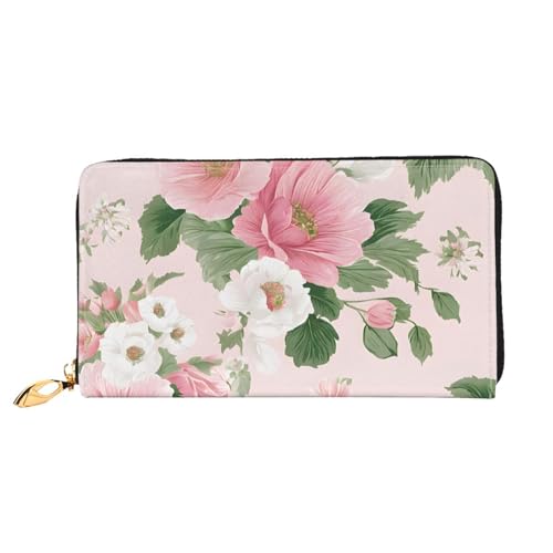GBCDEDSL Damen-Geldbörse mit Blumenmuster, doppelseitig, vollständig bedruckt, Mikrofaser-Leder, lange Clutch-Geldbörse, Leder, Schwarz , Einheitsgröße von GBCDEDSL
