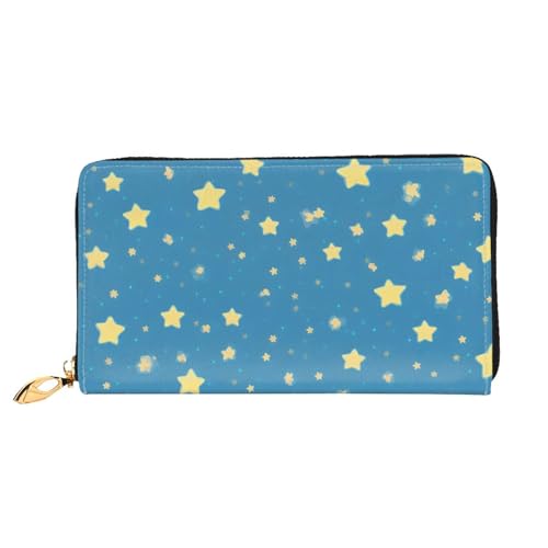 GBCDEDSL Damen-Geldbörse mit Sternmuster, doppelseitig, vollständig bedruckt, Mikrofaser-Leder, lange Clutch-Geldbörse, Leder, Schwarz , Einheitsgröße von GBCDEDSL