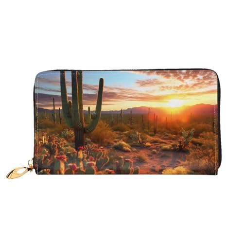 GBCDEDSL Desert Sunset Doppelseitig Voll Bedrucktes Mikrofaser-Leder Damen Leder Lange Clutch Geldbörse Leder Geldbörse, Schwarz , Einheitsgröße von GBCDEDSL