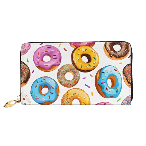 GBCDEDSL Donut Doppelseitige voll bedruckte Mikrofaser-Leder Damen Leder lange Clutch Geldbörse Leder Geldbörse, Schwarz , Einheitsgröße von GBCDEDSL