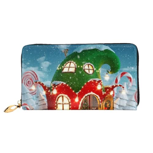 GBCDEDSL Elfs House Doppelseitige vollständig bedruckte Mikrofaser-Leder Damen Leder lange Clutch Geldbörse Leder Geldbörse, Schwarz , Einheitsgröße von GBCDEDSL