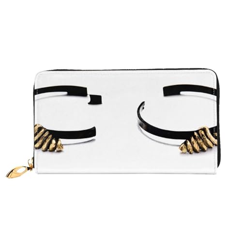 GBCDEDSL Eyelash Doppelseitige voll bedruckte Mikrofaser-Leder Damen Leder lange Clutch Geldbörse Leder Geldbörse, Schwarz , Einheitsgröße von GBCDEDSL