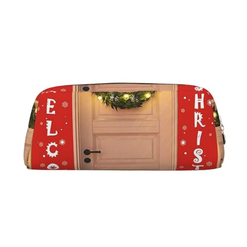 GBCDEDSL Federmäppchen mit Weihnachtsdekoration, komplett bedrucktes PVC-Kreuzmuster, Leder, Reißverschluss, dreidimensionales Federmäppchen, Schüler-Federmäppchen, gold, Einheitsgröße, von GBCDEDSL