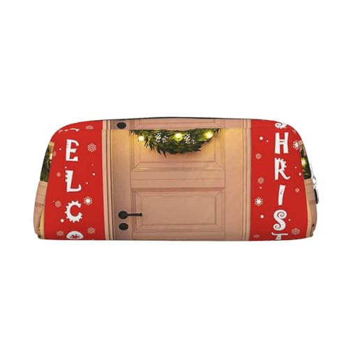 GBCDEDSL Federmäppchen mit Weihnachtsdekoration, komplett bedrucktes PVC-Kreuzmuster, Leder, Reißverschluss, dreidimensionales Federmäppchen, Schüler-Federmäppchen, silber, Einheitsgröße, von GBCDEDSL