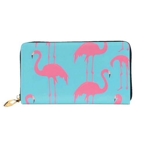 GBCDEDSL Flamingo Doppelseitige voll bedruckte Mikrofaser-Leder Damen Leder lange Clutch Geldbörse Leder Geldbörse, Schwarz , Einheitsgröße von GBCDEDSL