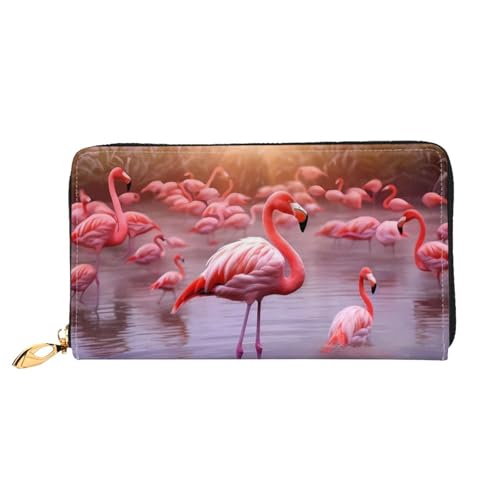 GBCDEDSL Flamingos Doppelseitige voll bedruckte Mikrofaser-Leder Damen Leder lange Clutch Geldbörse Leder Geldbörse, Schwarz , Einheitsgröße von GBCDEDSL