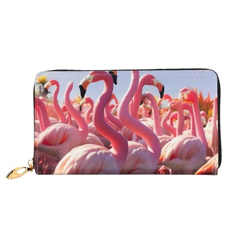 GBCDEDSL Flamingos Party Doppelseitig Voll Bedrucktes Mikrofaser-Leder Damen Leder Lange Clutch Geldbörse Leder Geldbörse, Schwarz , Einheitsgröße von GBCDEDSL