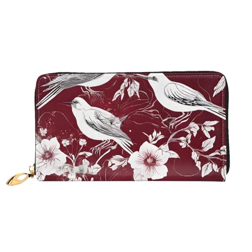 GBCDEDSL Floral Herbs Botanische Gravur Doppelseitig Voll Bedruckt Mikrofaser Leder Damen Leder Lange Clutch Geldbörse Leder Geldbörse, Schwarz , Einheitsgröße von GBCDEDSL