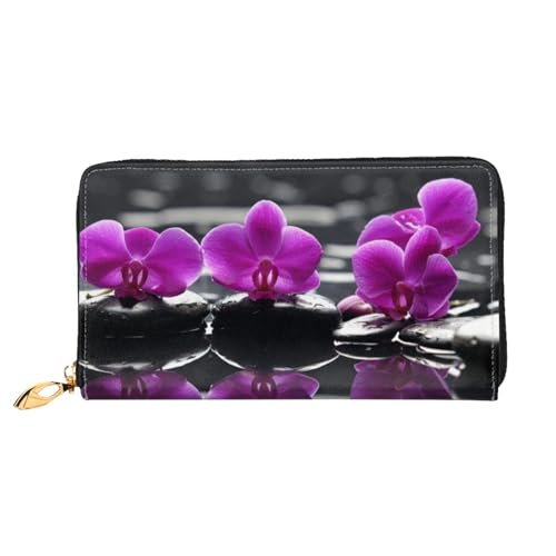 GBCDEDSL Flowers in Spa Doppelseitige vollständig bedruckte Mikrofaser-Leder Damen Leder lange Clutch Geldbörse Leder Geldbörse, Schwarz , Einheitsgröße von GBCDEDSL