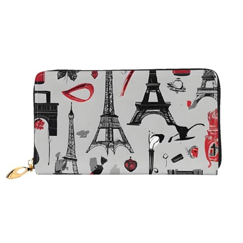 GBCDEDSL French Fashion Model Frettchen doppelseitig voll bedrucktes Mikrofaser-Leder Damen Leder lange Clutch Geldbörse Leder Geldbörse, Schwarz , Einheitsgröße von GBCDEDSL