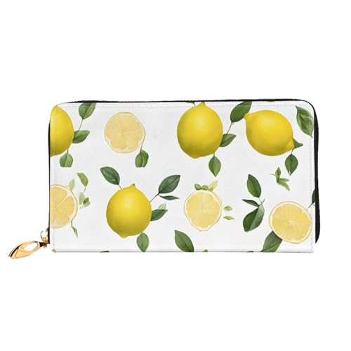 GBCDEDSL Fresh Tropical Lemons Doppelseitig Voll Bedrucktes Mikrofaser-Leder Damen Leder Lange Clutch Geldbörse Leder Geldbörse, Schwarz , Einheitsgröße von GBCDEDSL