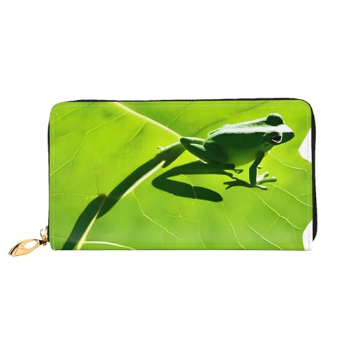 GBCDEDSL Froschblätter, doppelseitig bedruckt, Mikrofaser-Leder, lange Clutch, Geldbörse, Ledergeldbörse, Schwarz , Einheitsgröße von GBCDEDSL