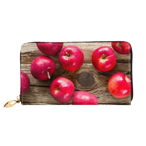 GBCDEDSL Fruits on Wood Doppelseitig Voll Bedrucktes Mikrofaser-Leder Damen Leder Lange Clutch Geldbörse Leder Geldbörse, Schwarz , Einheitsgröße von GBCDEDSL
