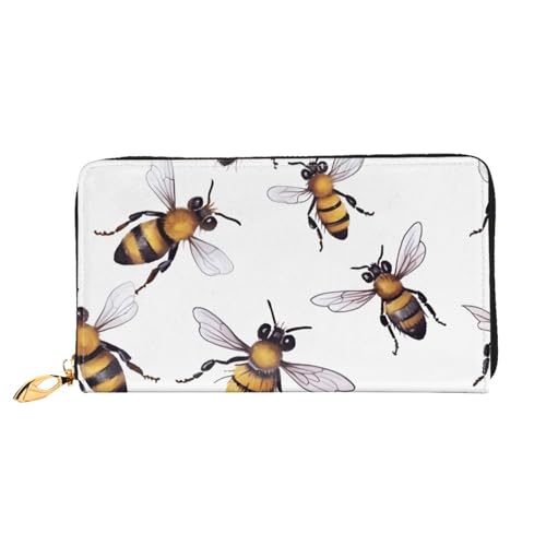 GBCDEDSL Funny Bees doppelseitig voll bedrucktes Mikrofaser-Leder Damen Leder lange Clutch Geldbörse Leder Geldbörse, Schwarz , Einheitsgröße von GBCDEDSL