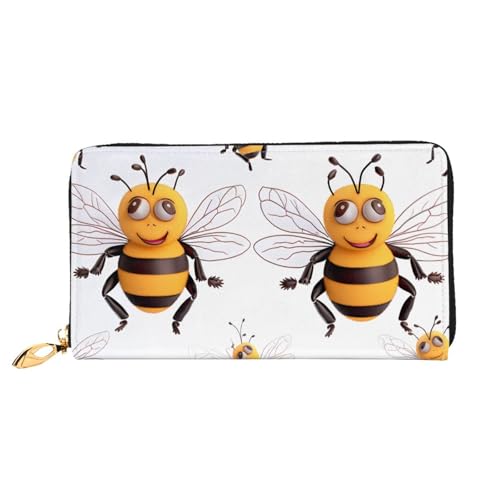 GBCDEDSL Funny Bees doppelseitig voll bedrucktes Mikrofaser-Leder Damen Leder lange Clutch Geldbörse Leder Geldbörse, Schwarz , Einheitsgröße von GBCDEDSL