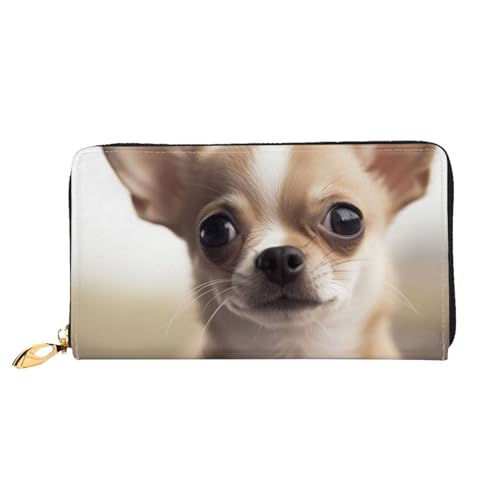 GBCDEDSL Funny Chihuahua Double Sided Fully Printed Microfiber Leather Women's Leather Long Clutch Wallet Leather Wallet, Schwarz , Einheitsgröße von GBCDEDSL