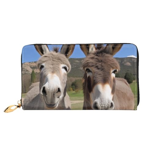 GBCDEDSL Funny Donkeys Doppelseitig Voll Bedrucktes Mikrofaser-Leder Damen Leder Lange Clutch Geldbörse Leder Geldbörse, Schwarz , Einheitsgröße von GBCDEDSL