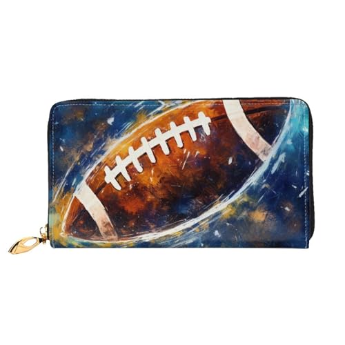 GBCDEDSL Galaxy Space Football Double Sided Fully Printed Microfiber Leather Women's Leather Long Clutch Wallet Leather Wallet, Schwarz , Einheitsgröße von GBCDEDSL