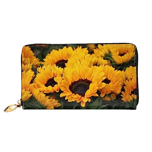GBCDEDSL Gelbes Sonnenblumenfeld, doppelseitig bedruckt, Mikrofaser-Leder, lange Clutch, Geldbörse, Ledergeldbörse, Schwarz , Einheitsgröße von GBCDEDSL