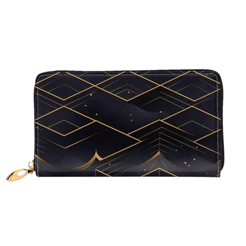GBCDEDSL Geometrische Linien, doppelseitig bedruckt, Mikrofaser-Leder, lange Clutch-Geldbörse, Ledergeldbörse, Schwarz , Einheitsgröße von GBCDEDSL