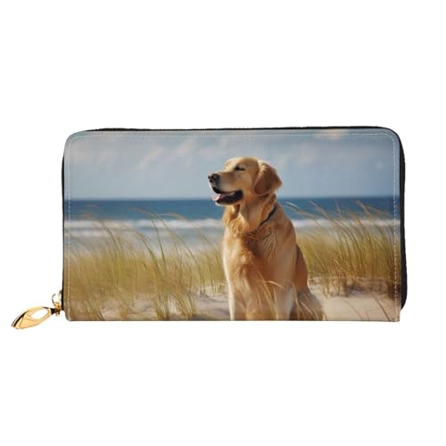 GBCDEDSL Golden Retriever Doppelseitig Voll Bedrucktes Mikrofaser-Leder Damen Leder Lange Clutch Geldbörse Leder Geldbörse, Schwarz , Einheitsgröße von GBCDEDSL