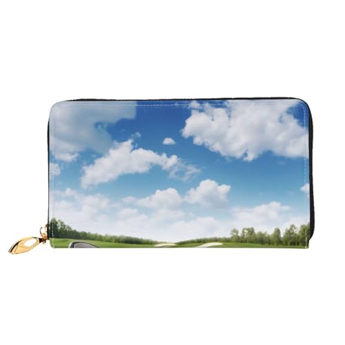 GBCDEDSL Golf Club Doppelseitig Voll Bedrucktes Mikrofaser-Leder Damen Leder Lange Clutch Geldbörse Leder Geldbörse, Schwarz , Einheitsgröße von GBCDEDSL