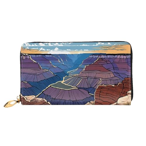 GBCDEDSL Grand Canyon Doppelseitig Voll Bedrucktes Mikrofaser-Leder Damen Leder Lange Clutch Geldbörse Leder Geldbörse, Schwarz , Einheitsgröße von GBCDEDSL